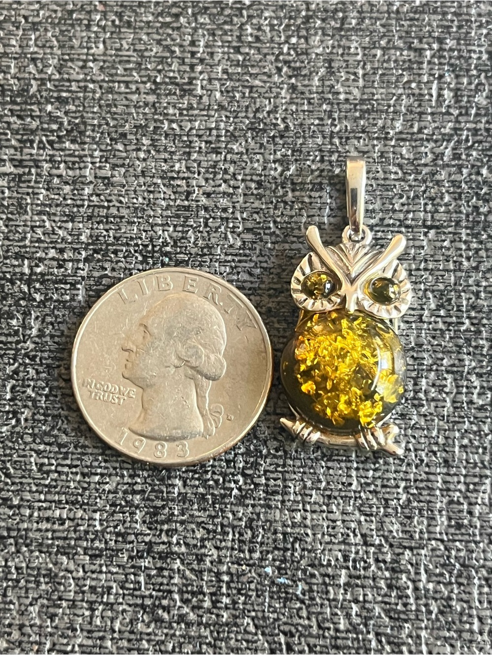 925 Amber owl pendant